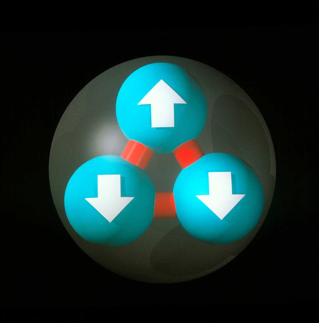 Art of a neutron showing constituent quarks