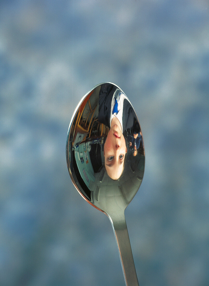 Inverted reflection in a spoon