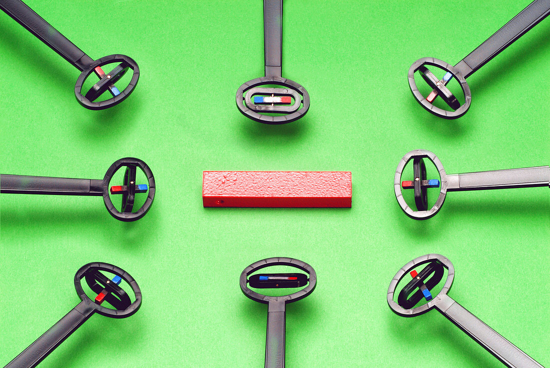 Magnetic probes around a bar magnet