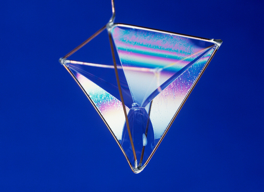 Soap films on a pyramid