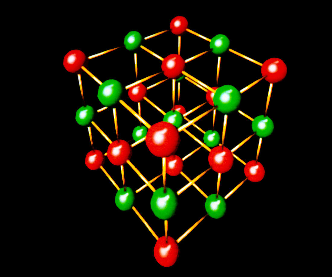 Model of sodium chloride crystal lattice