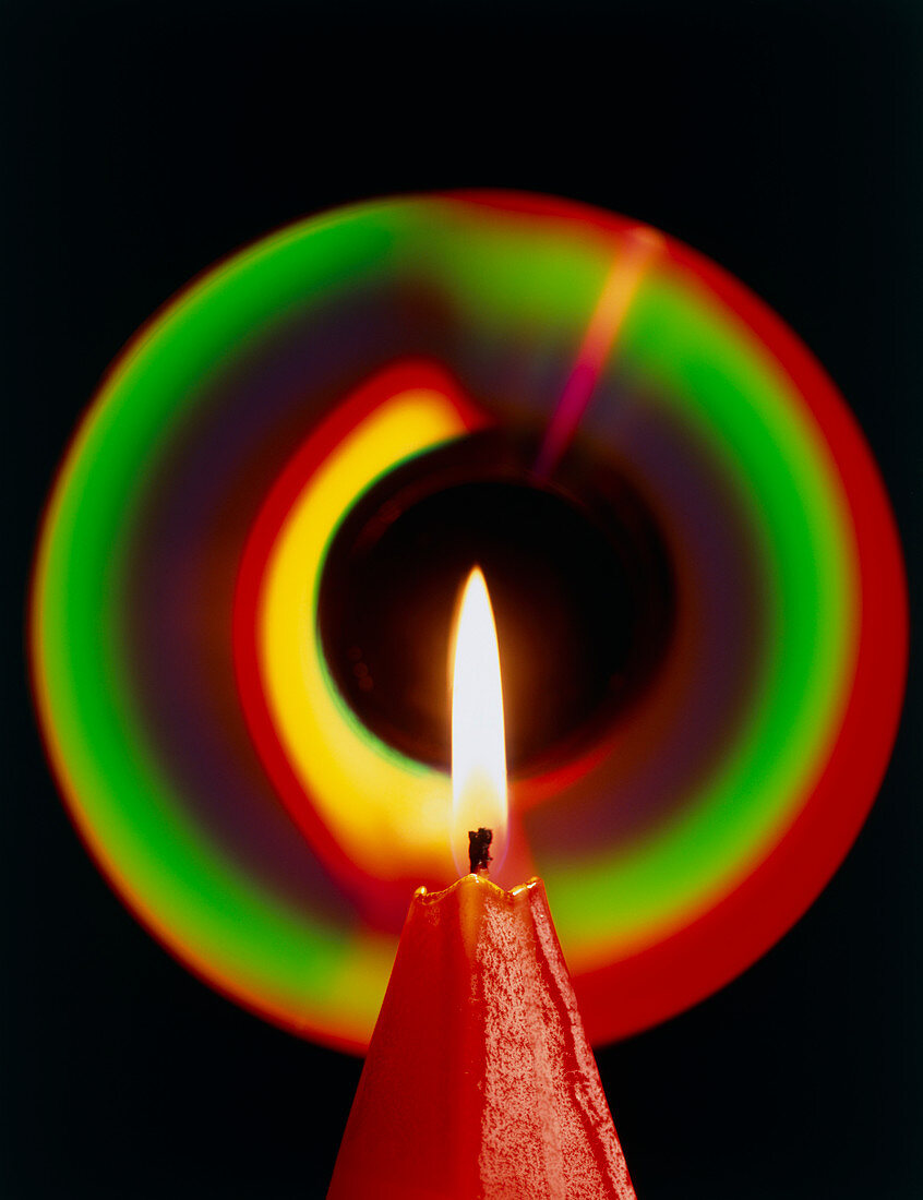 Candle flame with light pattern