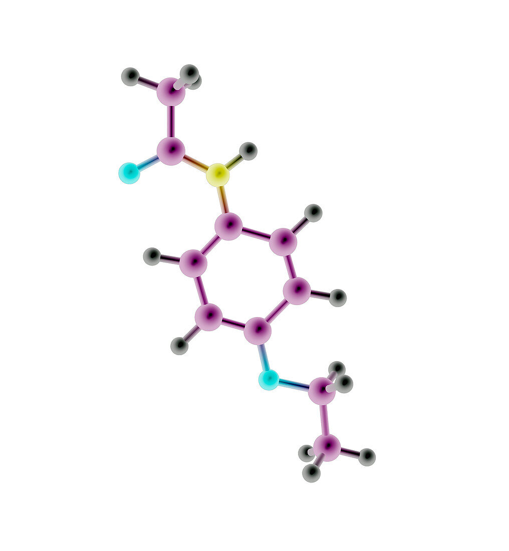 Phenacetin analgesic drug molecule