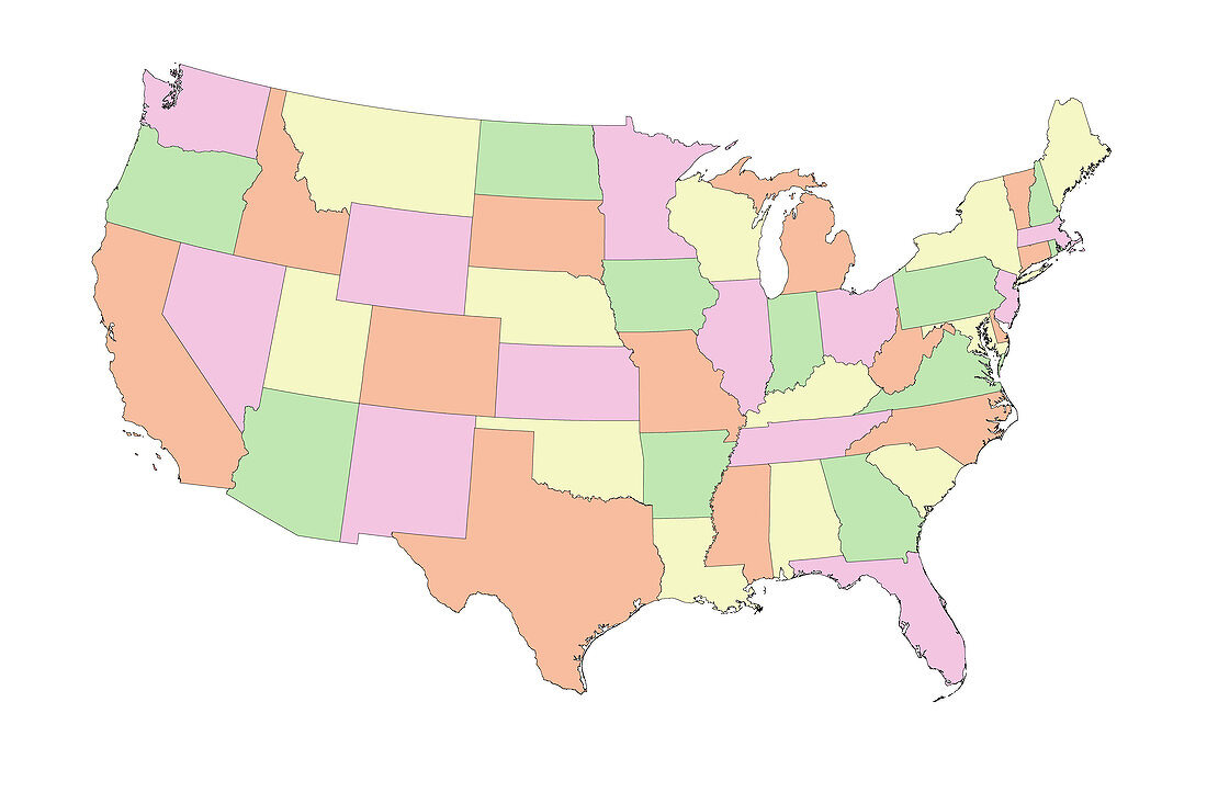 Four colour problem,map of the USA
