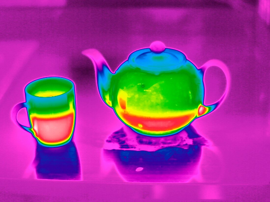 Teapot and mug,thermogram