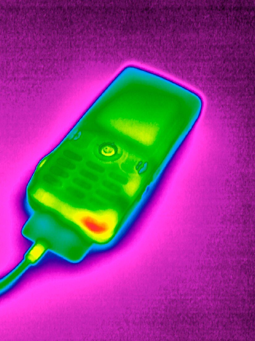 Mobile phone on charge,thermogram