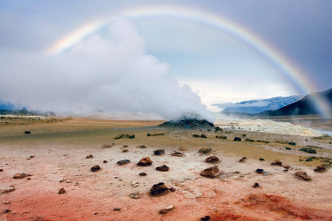 Rainbow over geothermal vent