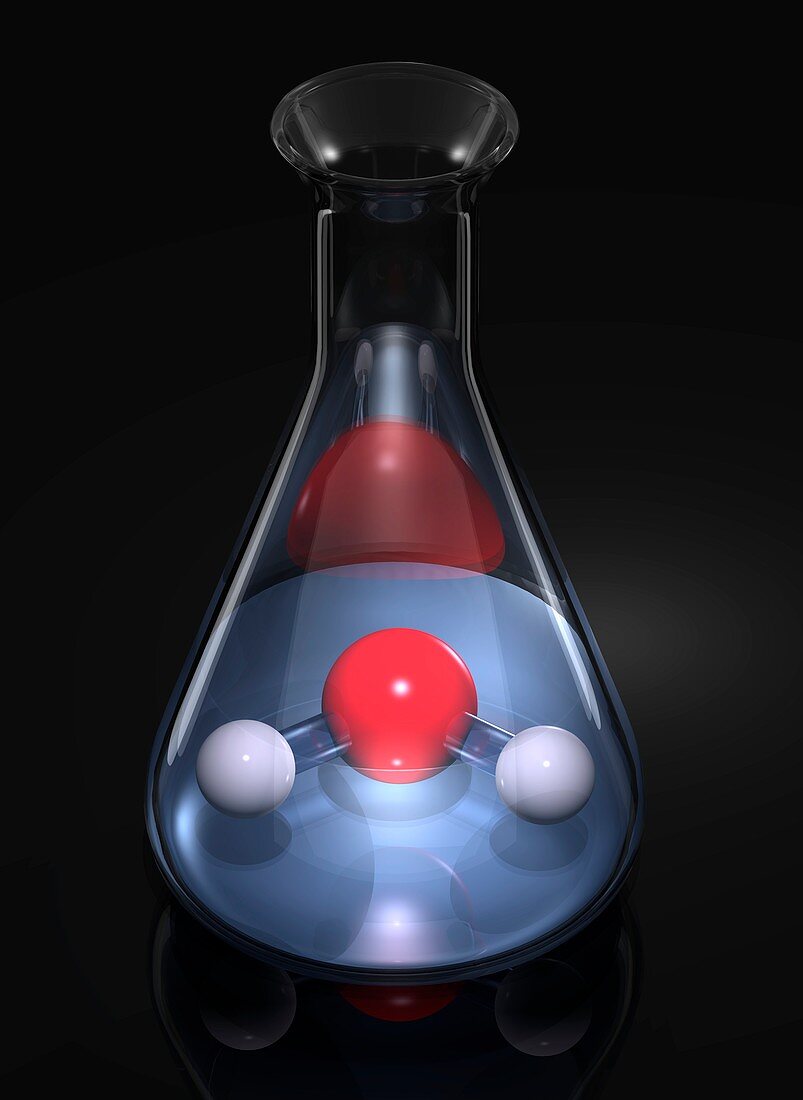 Water molecule in a flask,artwork