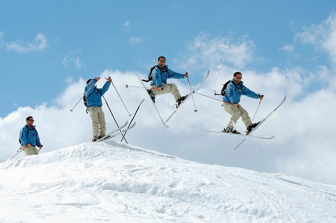Ski jumping,composite image