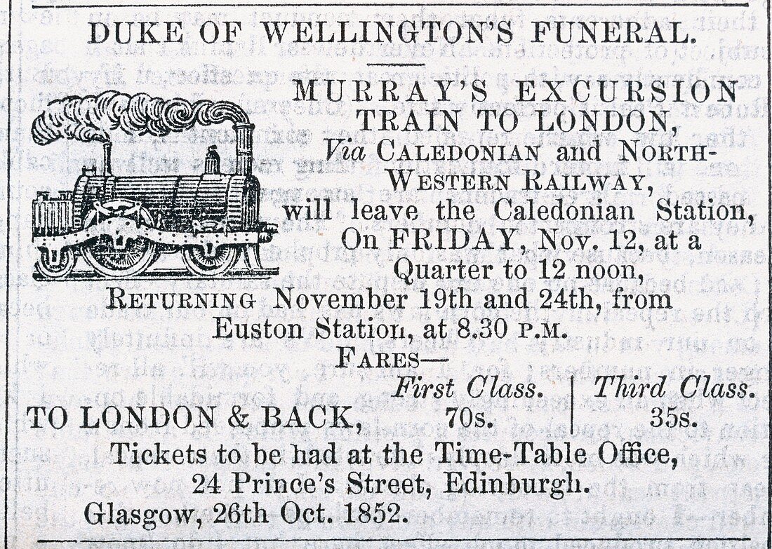 Advert for Wellington's funeral,1852