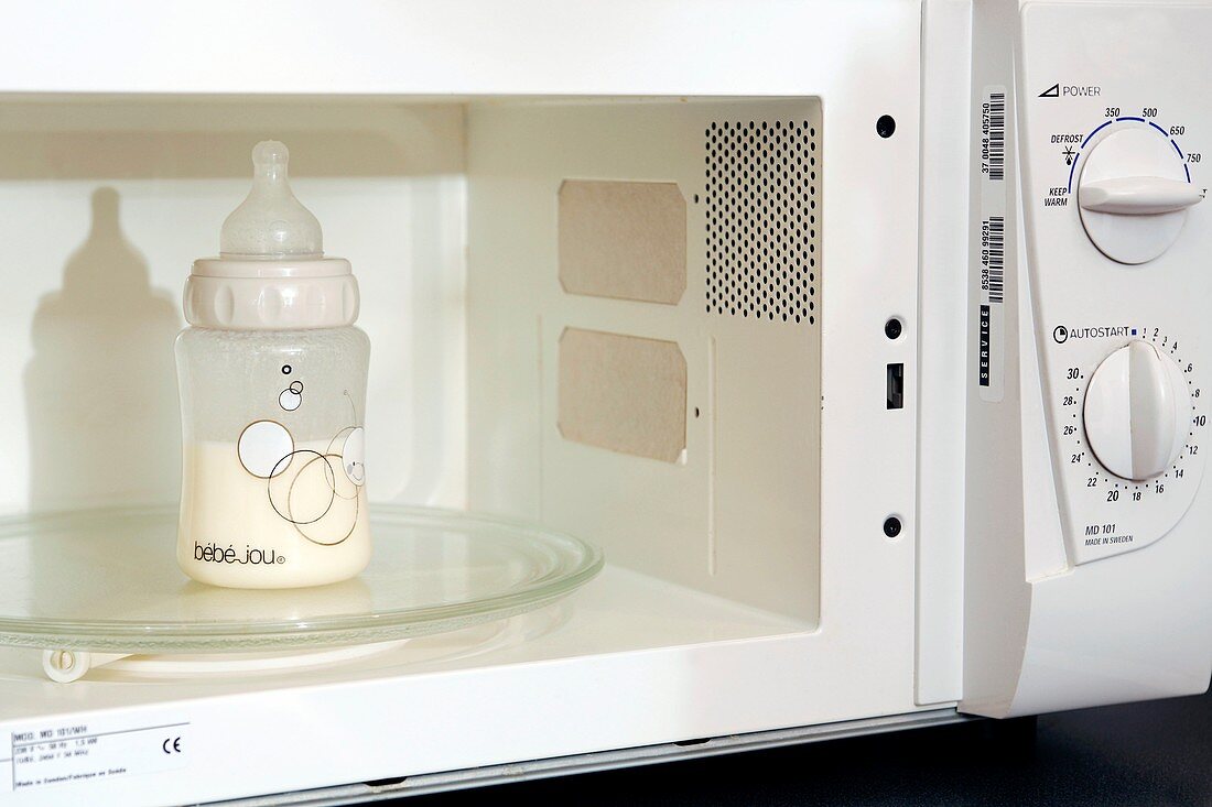Baby's bottle in a microwave