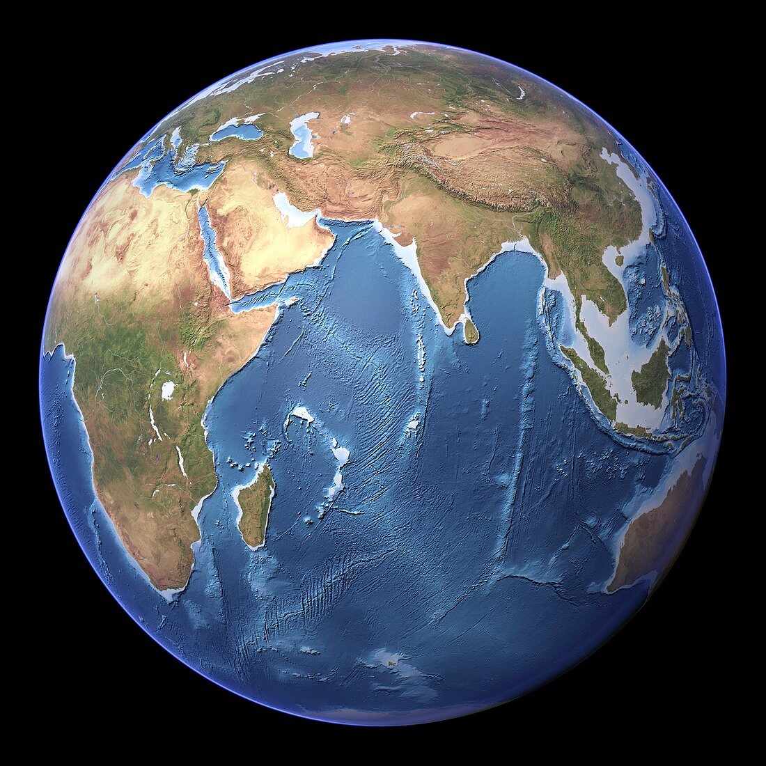 Indian Ocean,topographic map