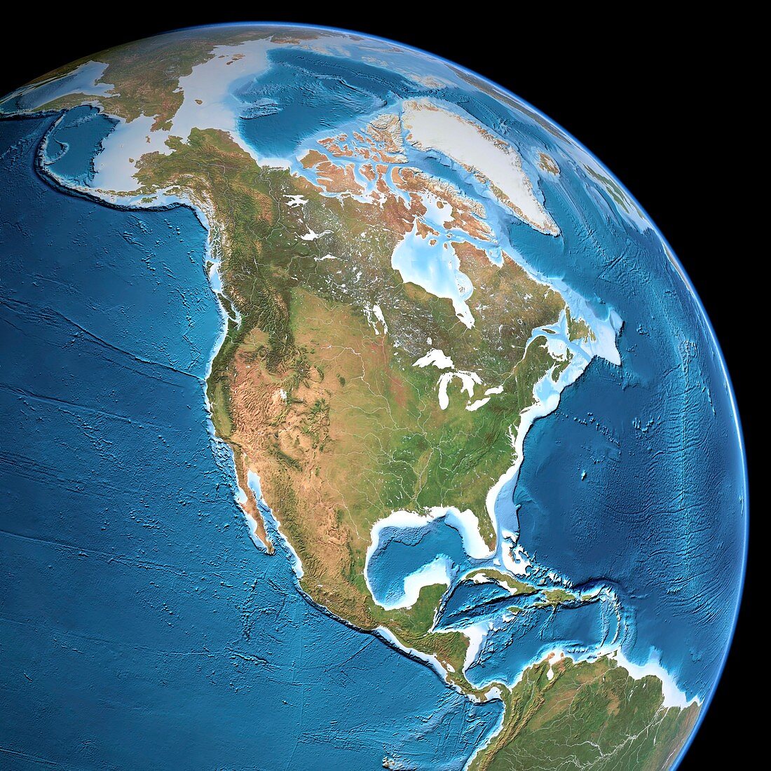 North America,topographic map