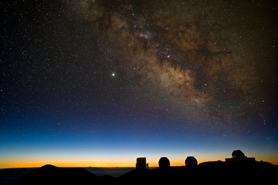 Milky way and observatories,Hawaii