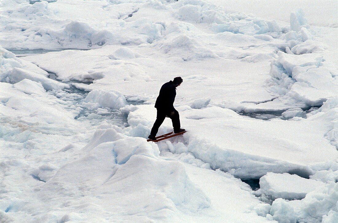 Walking across Arctic ice