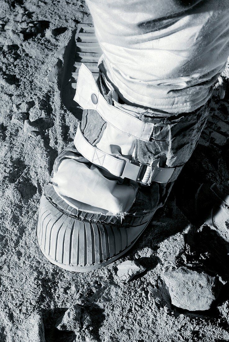 Apollo astronaut's boot on the Moon