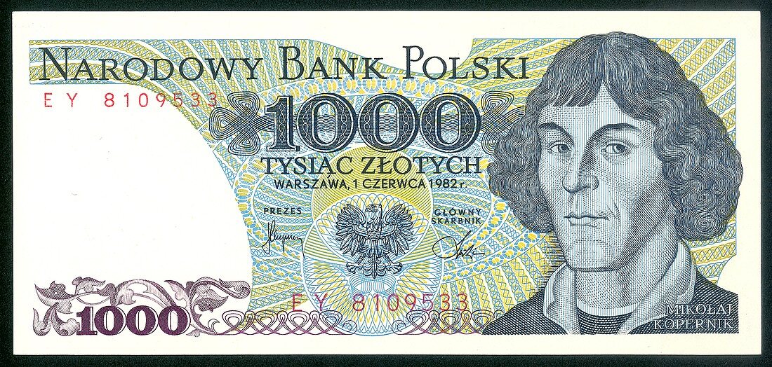 Nicolaus Copernicus on a Polish banknote