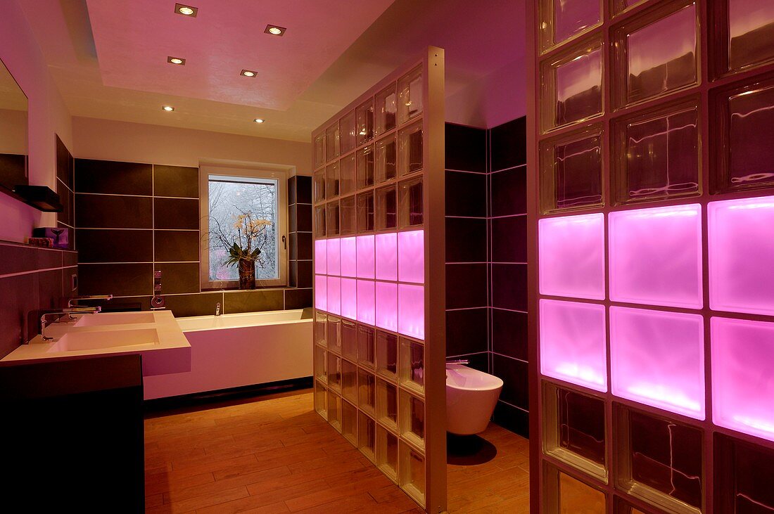 Coloured LED bathroom lights