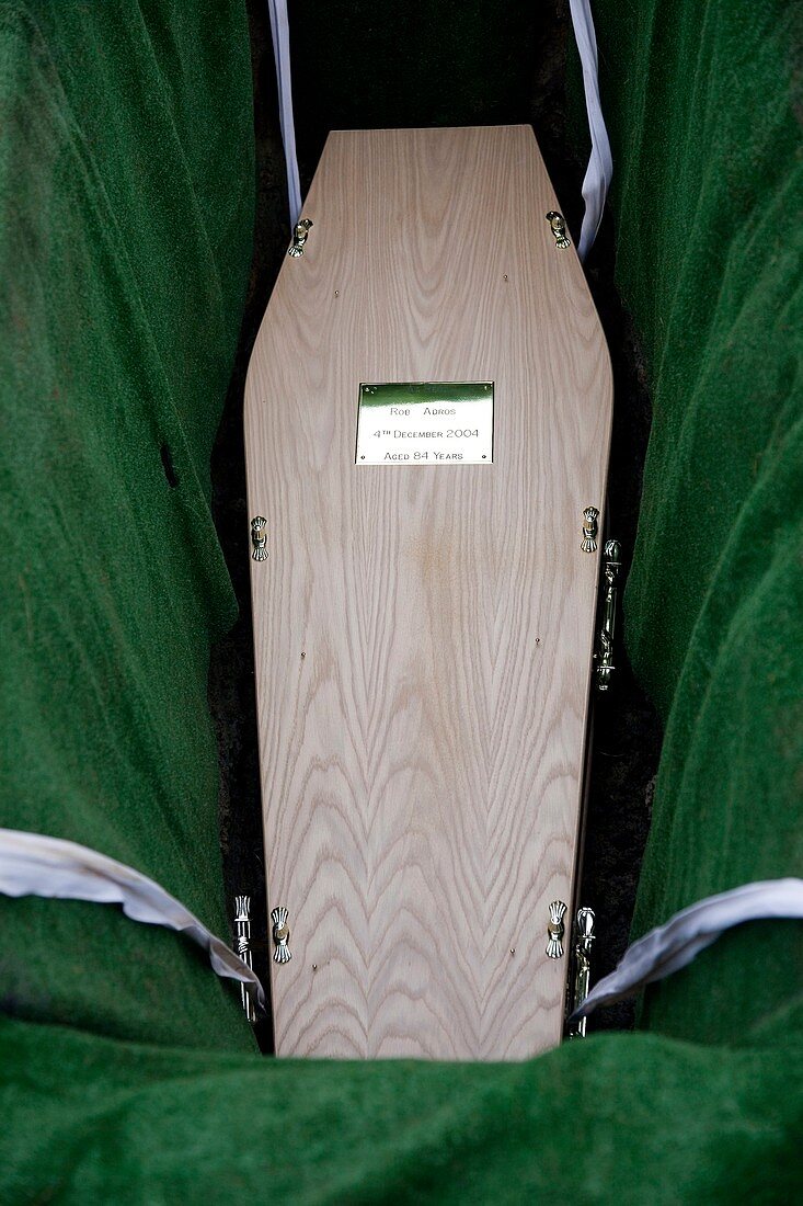 Coffin being lowered into the ground
