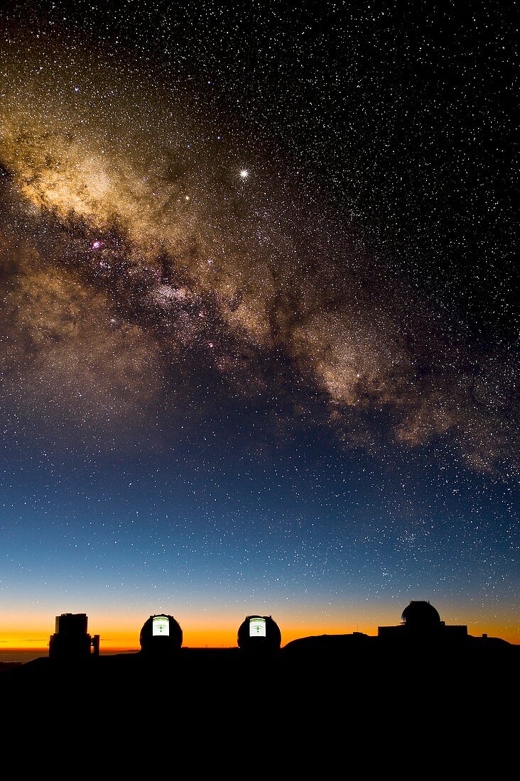 Milky way and observatories,Hawaii
