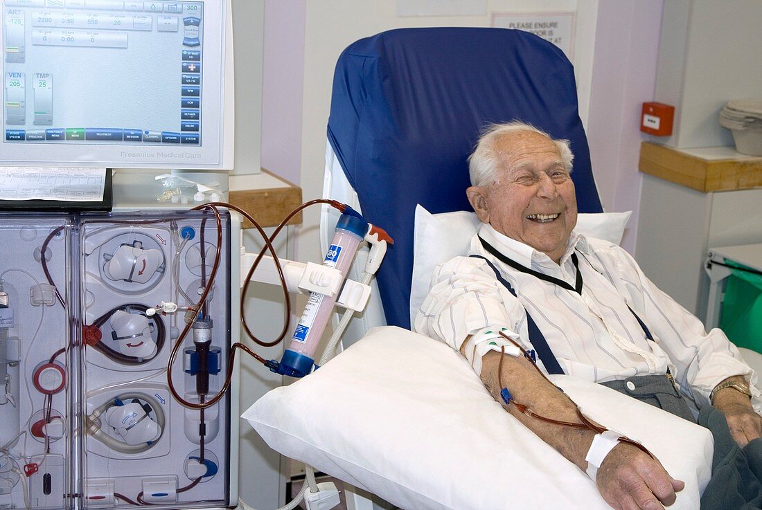 Man undergoing kidney dialysis