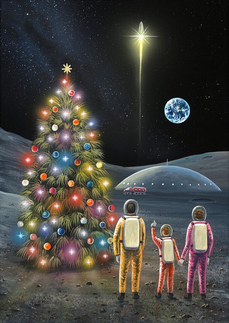 Christmas on the Moon,space art