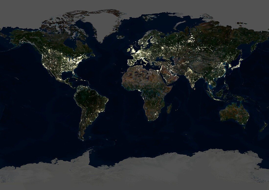 Whole Earth at night,satellite image
