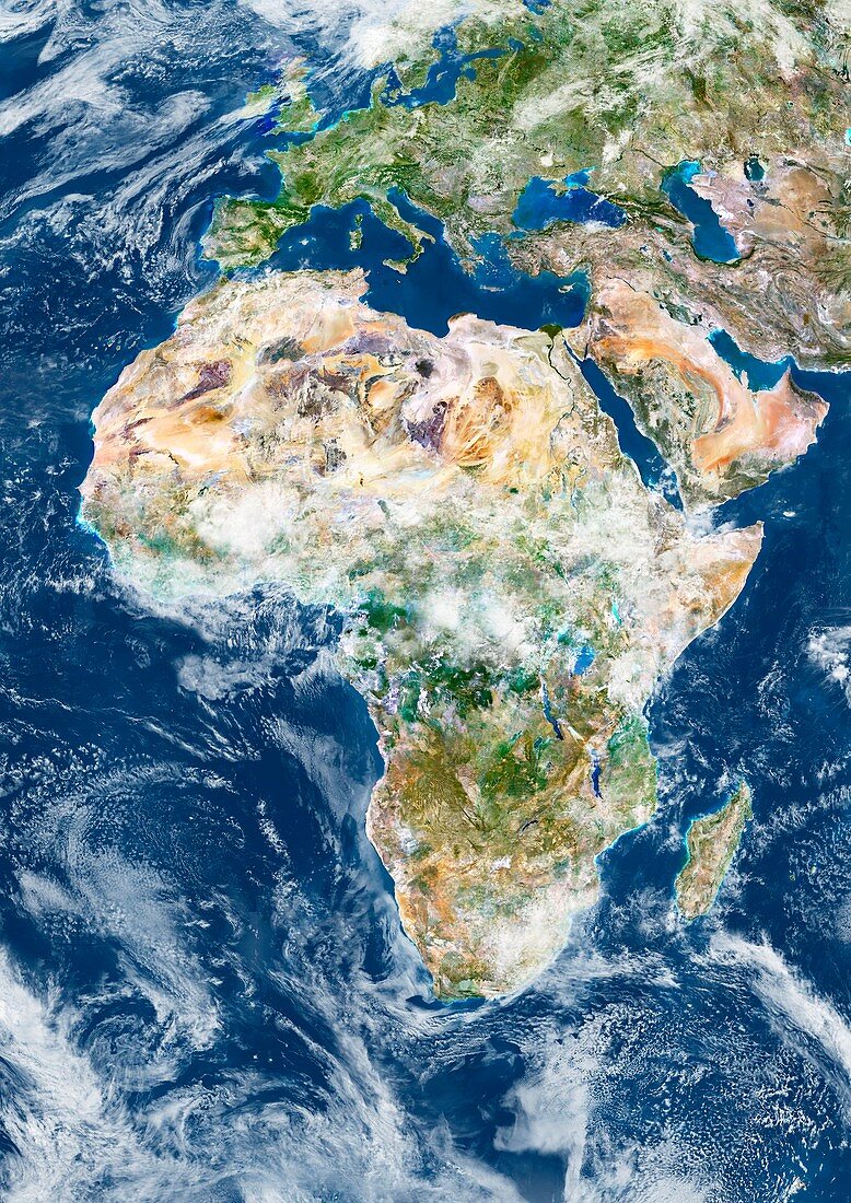 Africa with clouds,satellite image