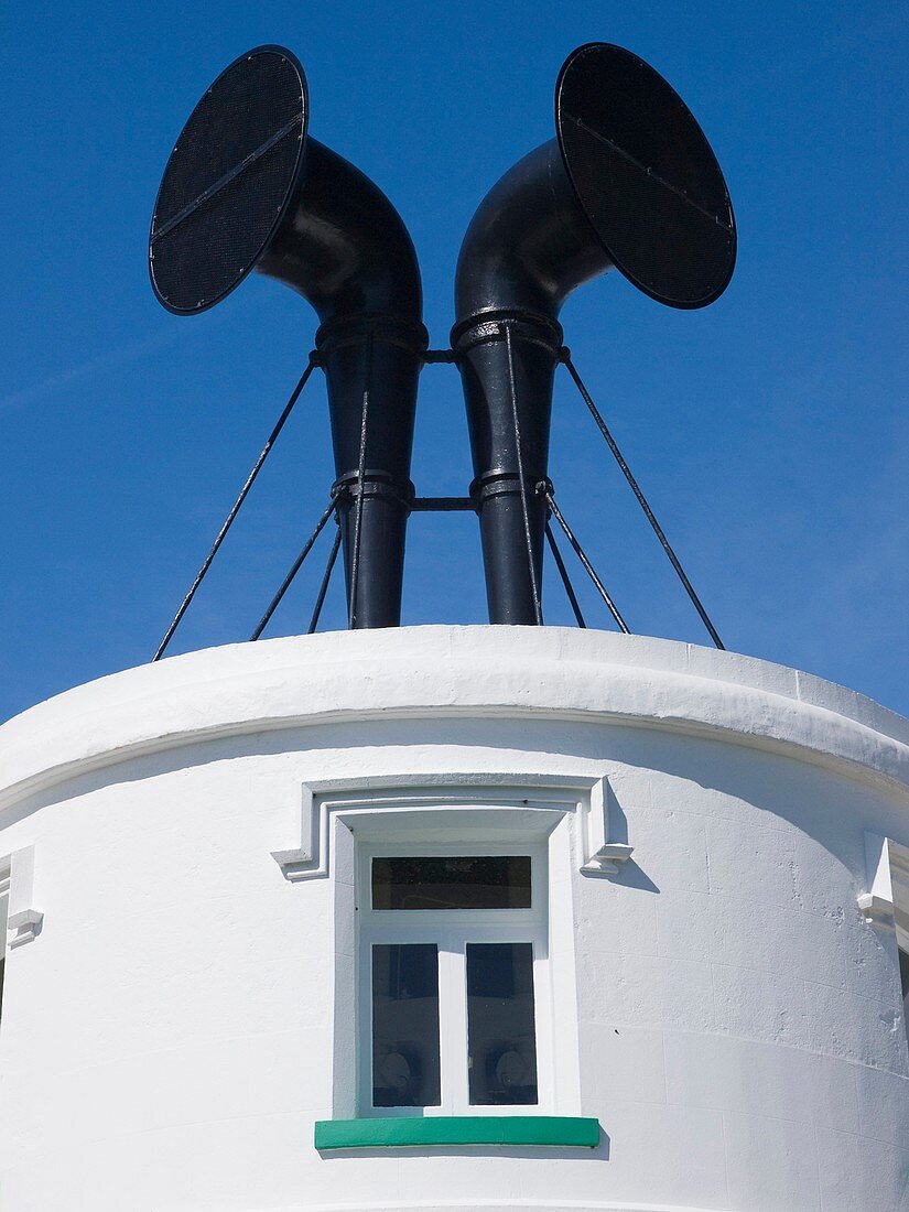 Fog horns on lighthouse