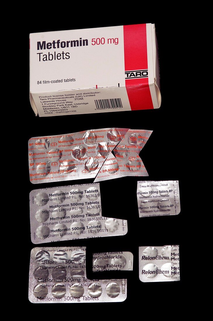 Metformin drug blister packs