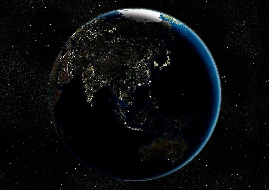 Southeast Asia at night,satellite image