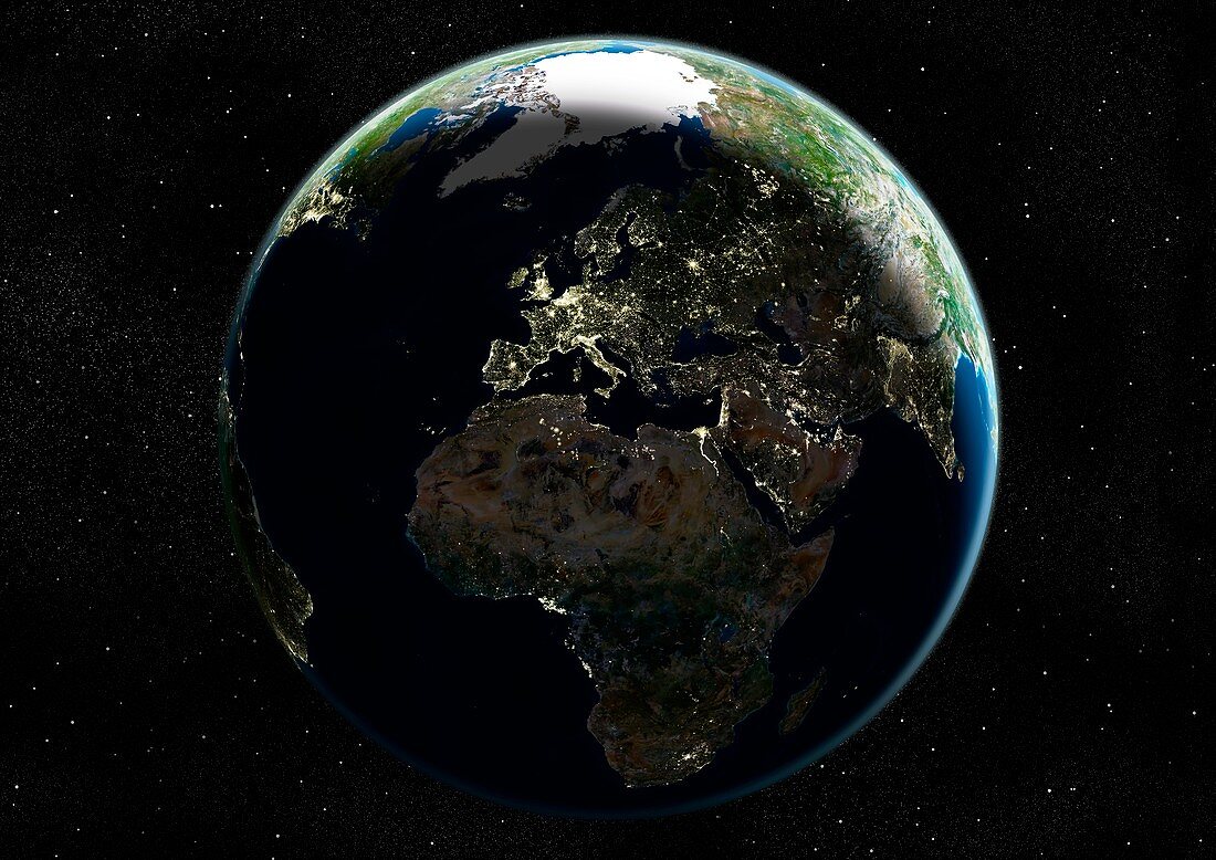Europe at night,satellite image
