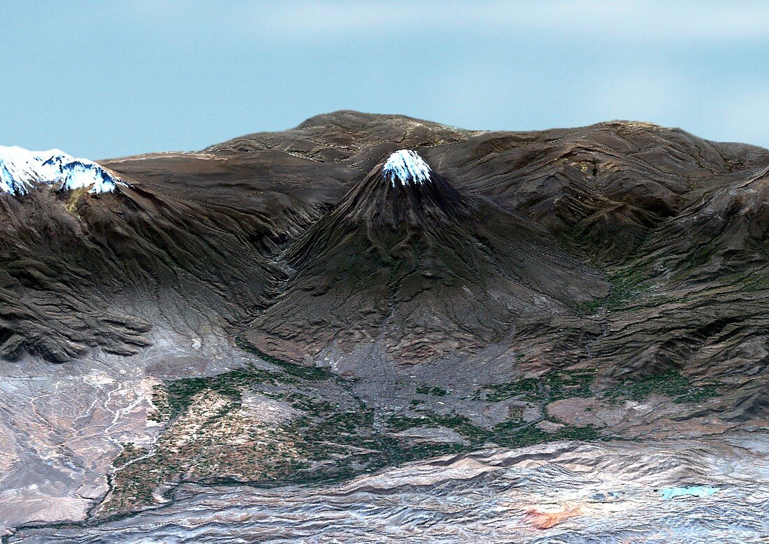 El Misti volcano,3D satellite image