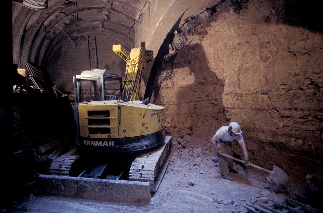 Metro train tunnel construction