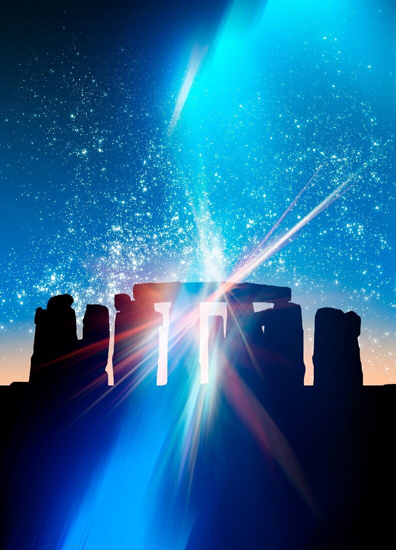 Light flares at Stonehenge,artwork