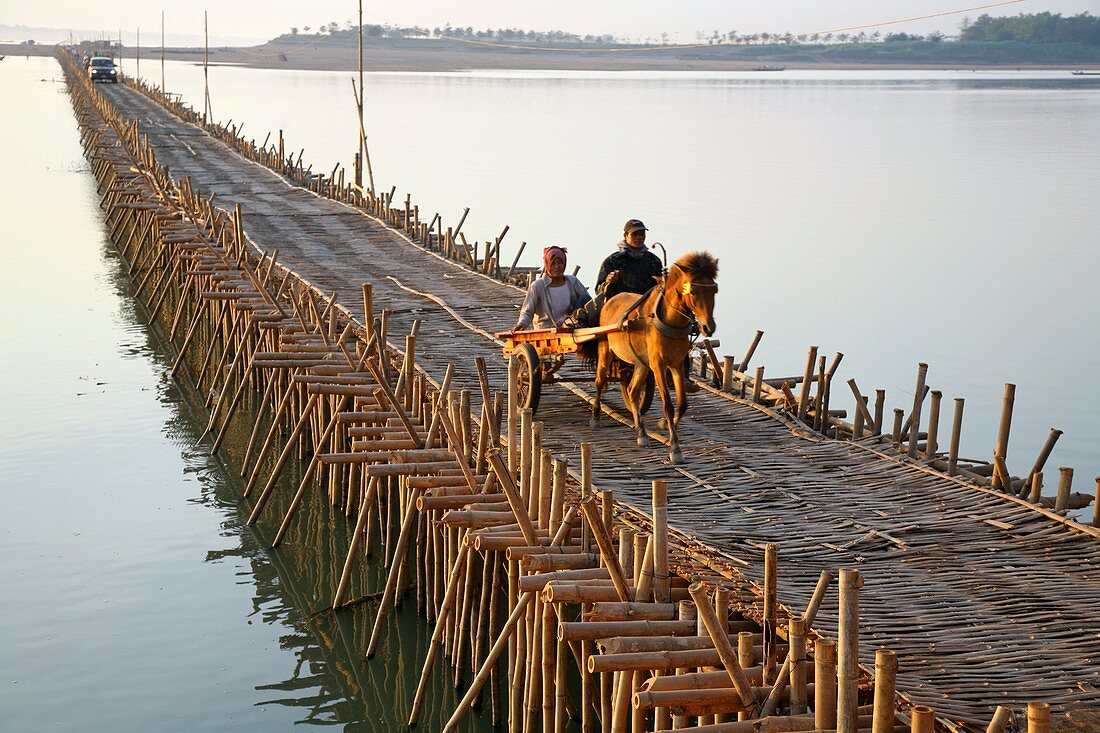 Bamboo bridge,Cambodia
