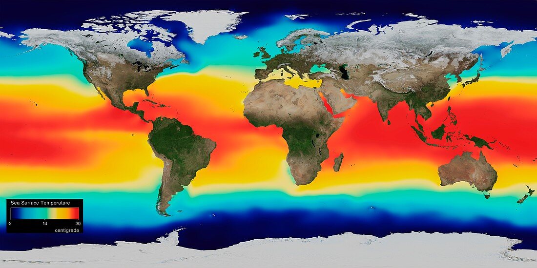 Sea surface temperature,2005 global map