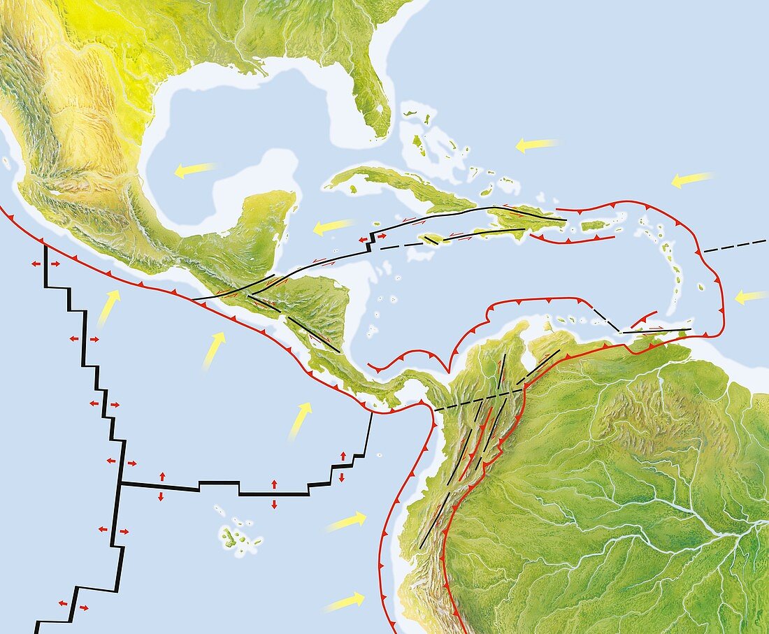 Central America tectonic plates,diagram