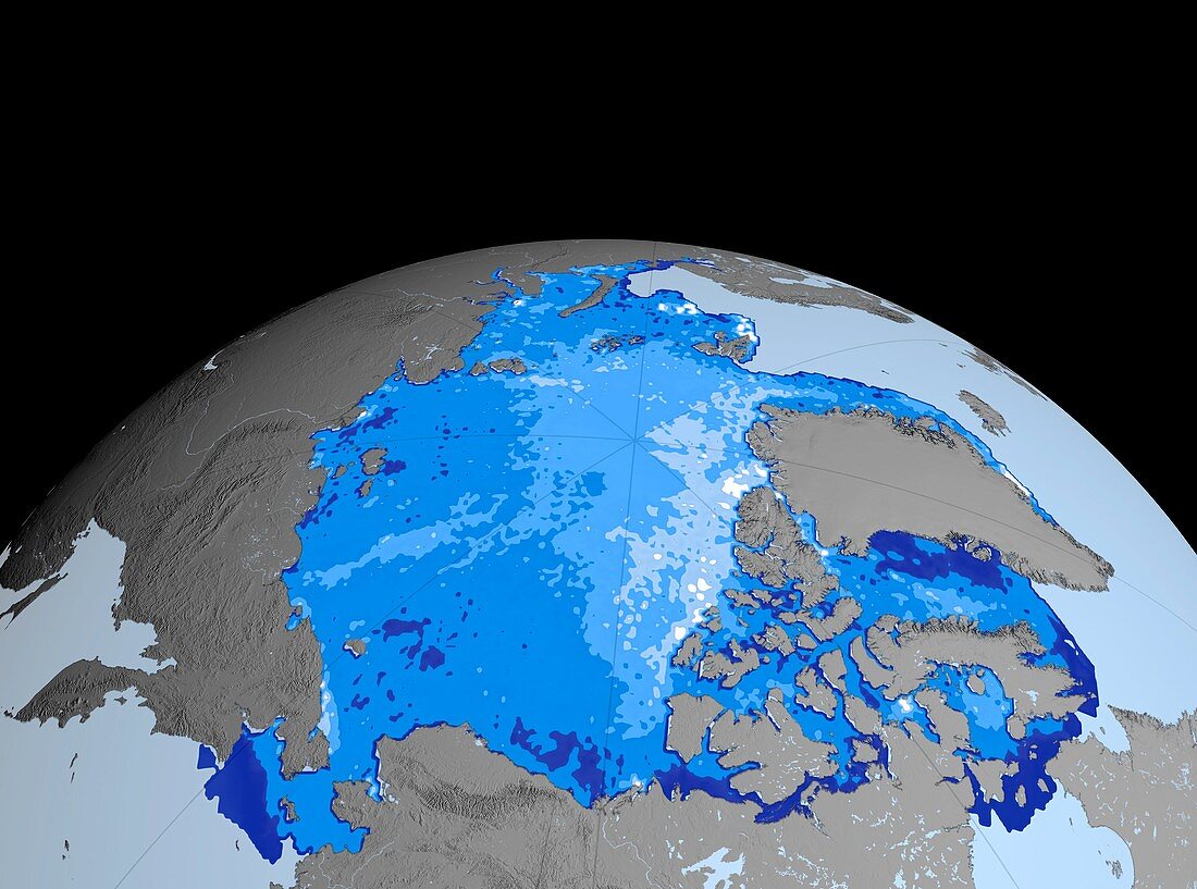 Winter Arctic sea ice thickness,2003