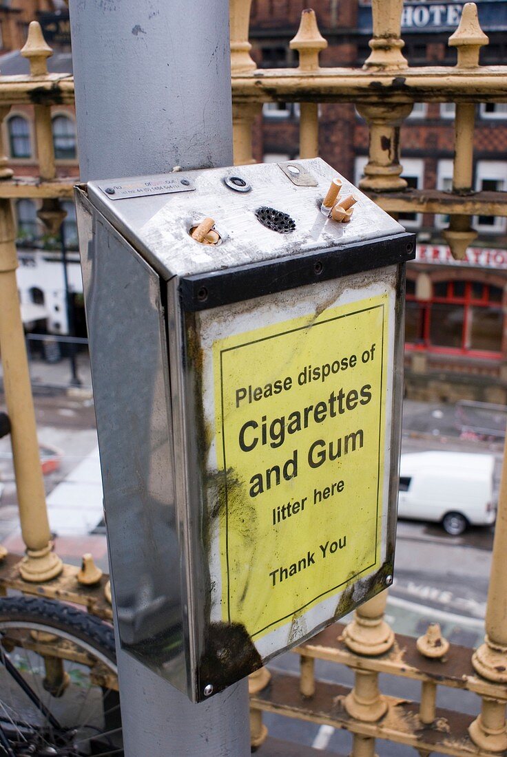 Cigarette and gum bin,Manchester