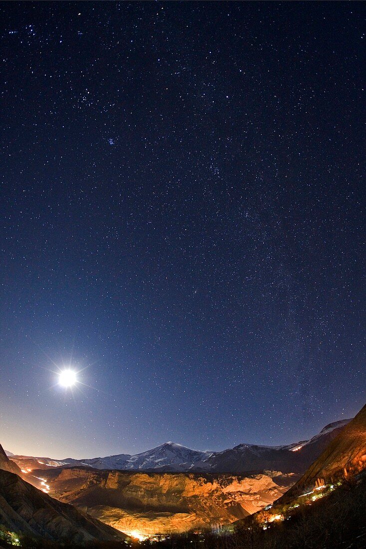 Night sky over Damavand volcano,Iran