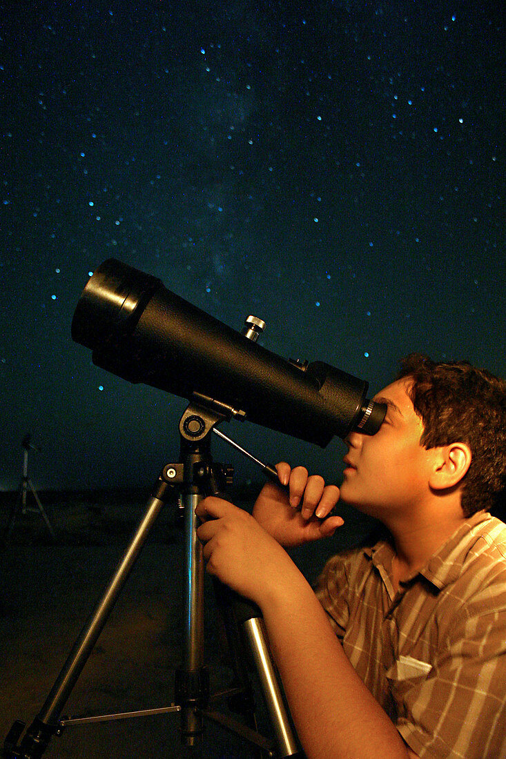 Young Astronomer Observing the Sky