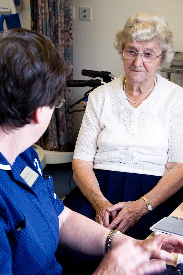 Practice nurse and elderly patient