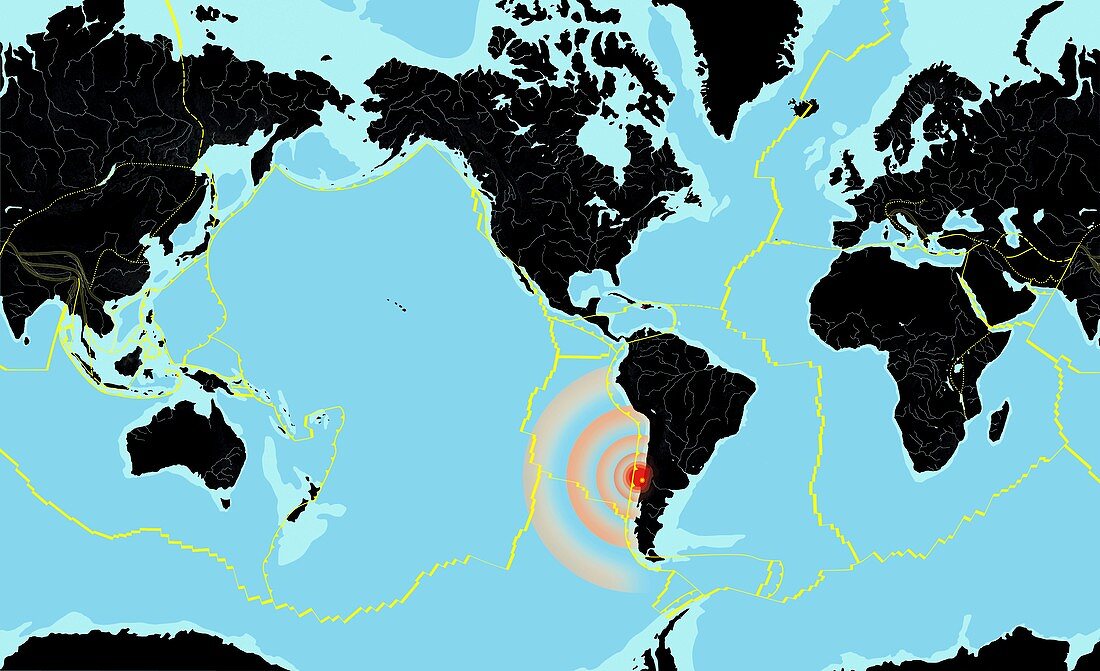 Chile 2010 earthquake,world map