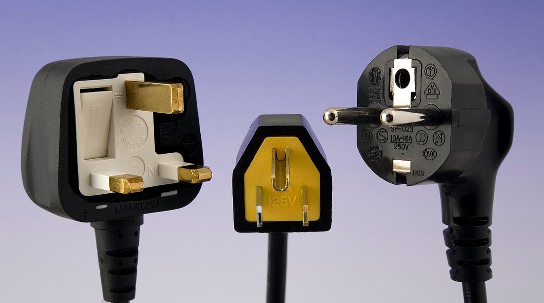 UK,US and European mains plugs