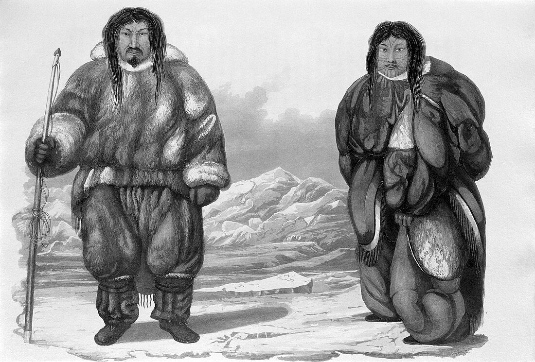 Inuit couple,19th century artwork