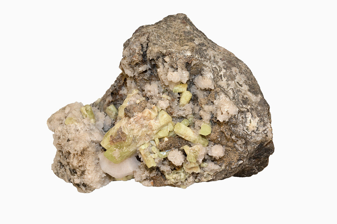 Willemite (green) and Calcite (white)