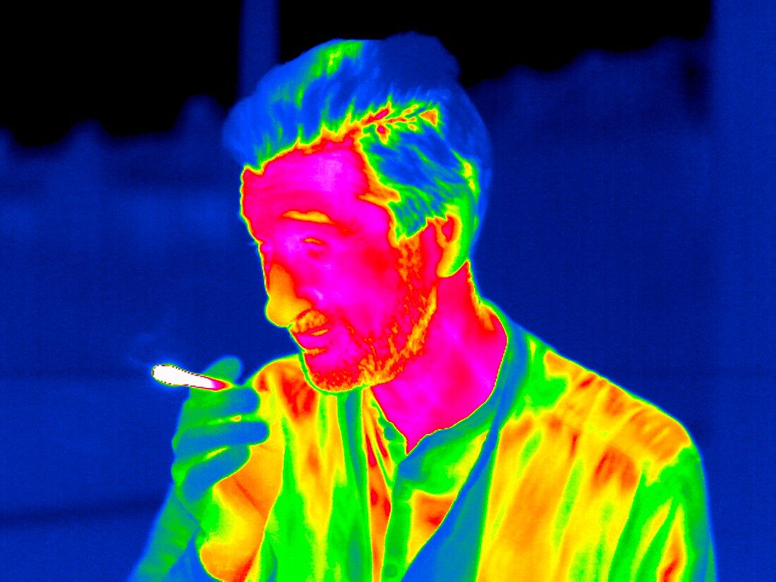 Smoking a cigarette,thermogram