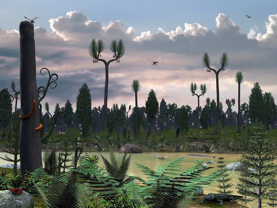 Prehistoric riverside,artwork