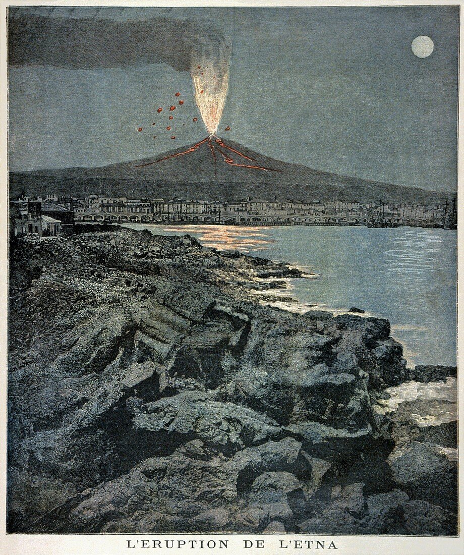 Mount Etna erupting,artwork